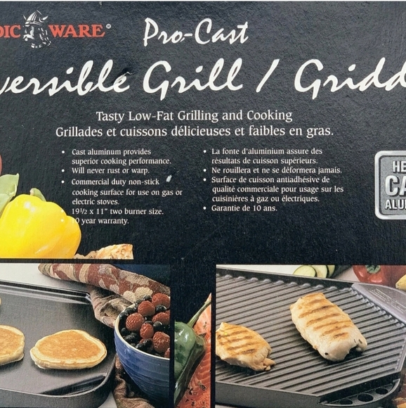 NORDIC WARE Cast Aluminum Reversible 2 Burner Grill Griddle New Gas Electric NEW - Picture 10 of 11